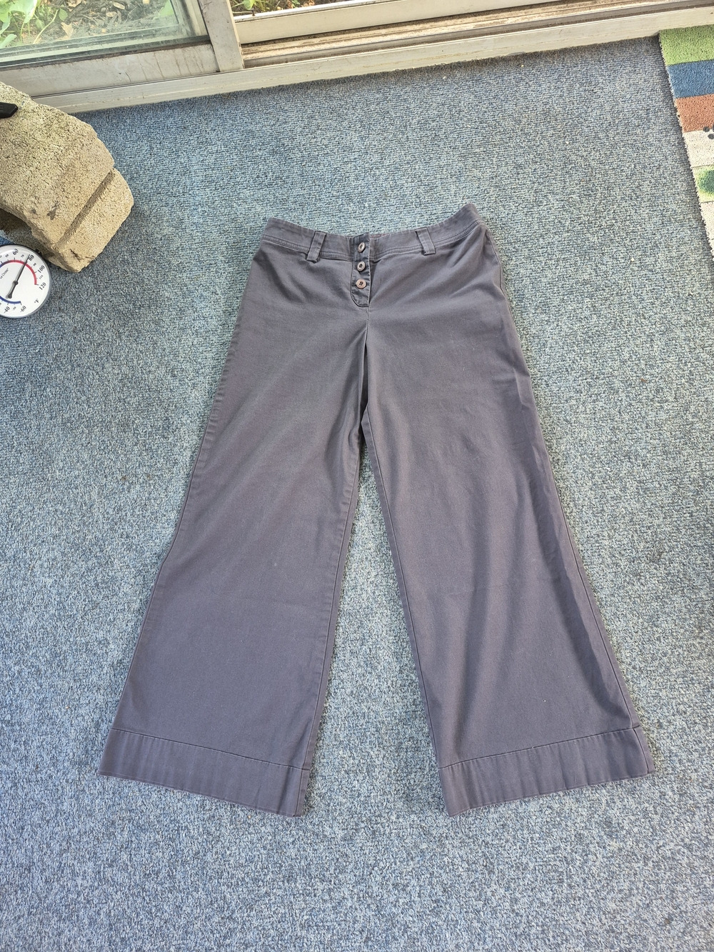 Sundance Wide Leg Button-Fly Pants in Charcoal Gray-P10
